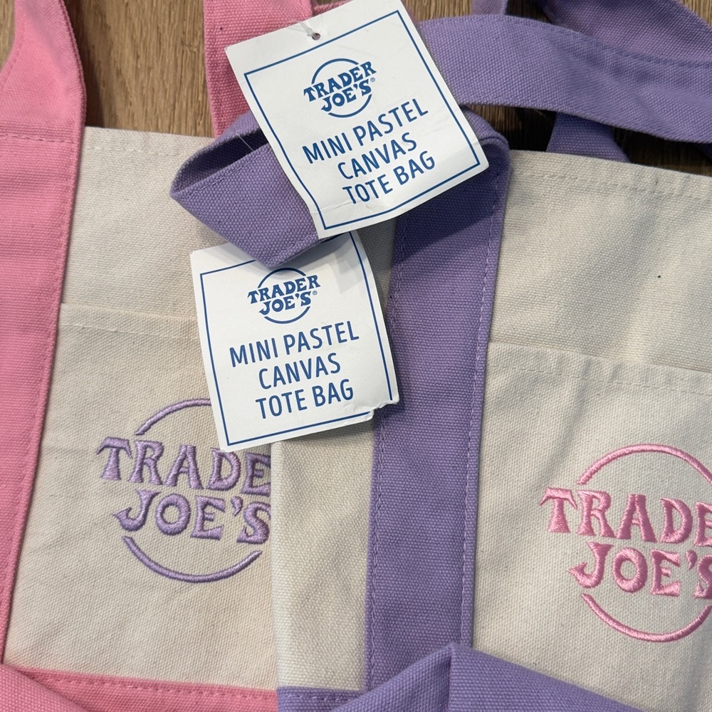 Set of Trader Joe’s Mini Pastel Canvas Totes - Picture 3 of 3